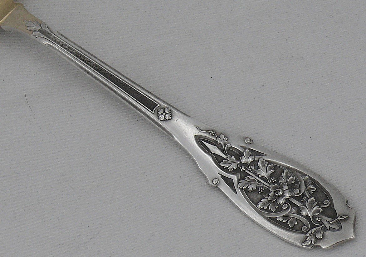 Puiforcat, Art Nouveau "foliage" Model, Strawberry Shovel, Solid Silver Minerva.-photo-2