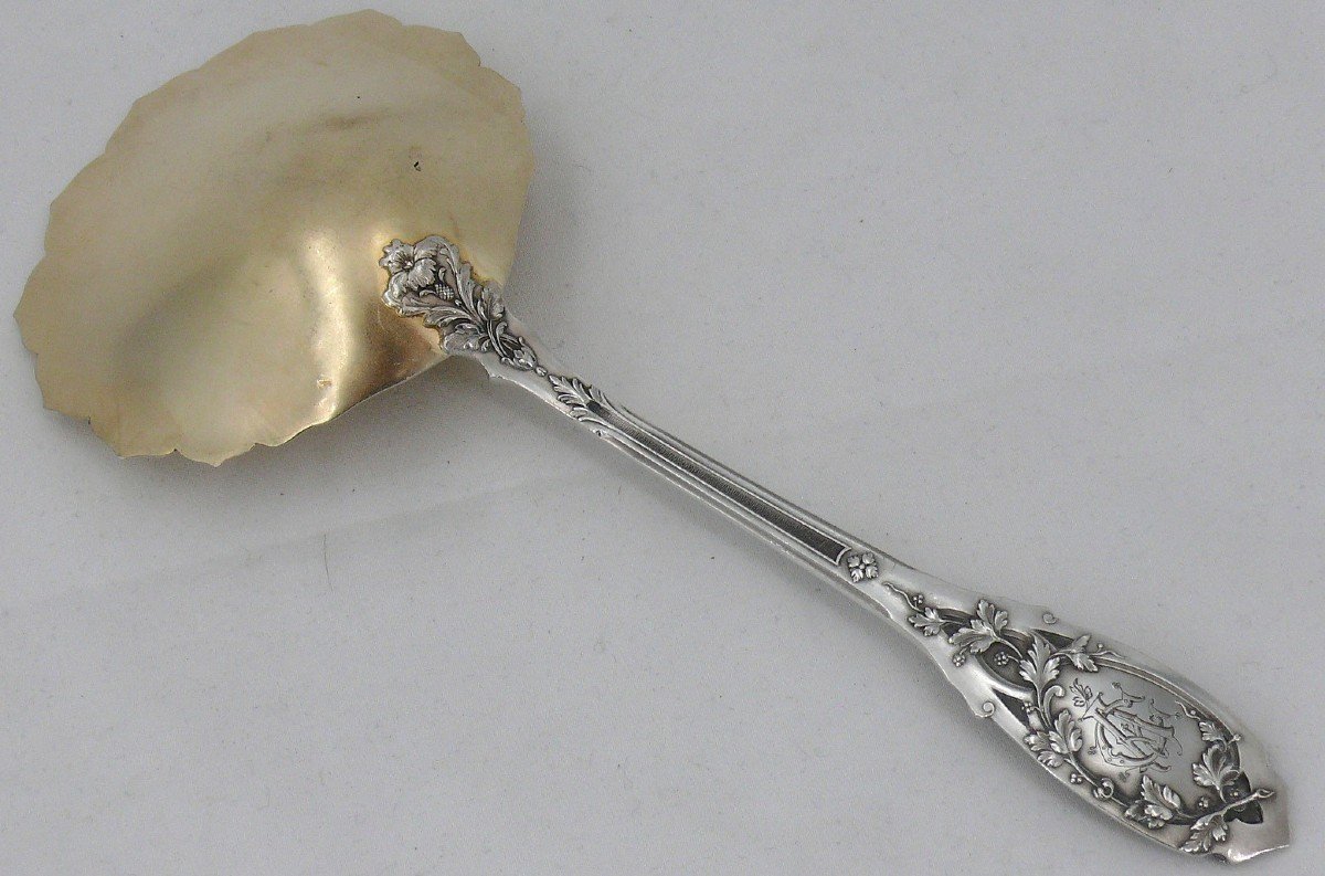 Puiforcat, Art Nouveau "foliage" Model, Strawberry Shovel, Solid Silver Minerva.-photo-2