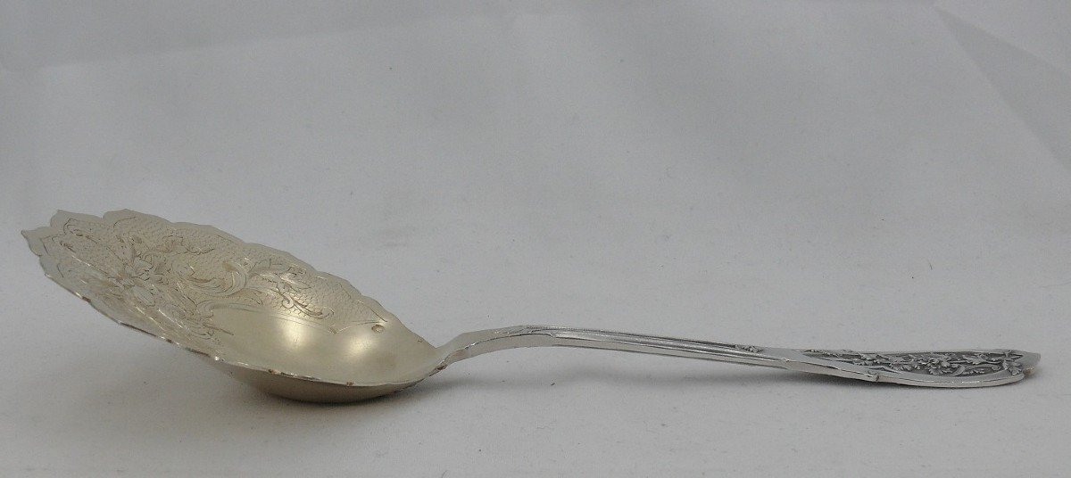 Puiforcat, Art Nouveau "foliage" Model, Strawberry Shovel, Solid Silver Minerva.-photo-3