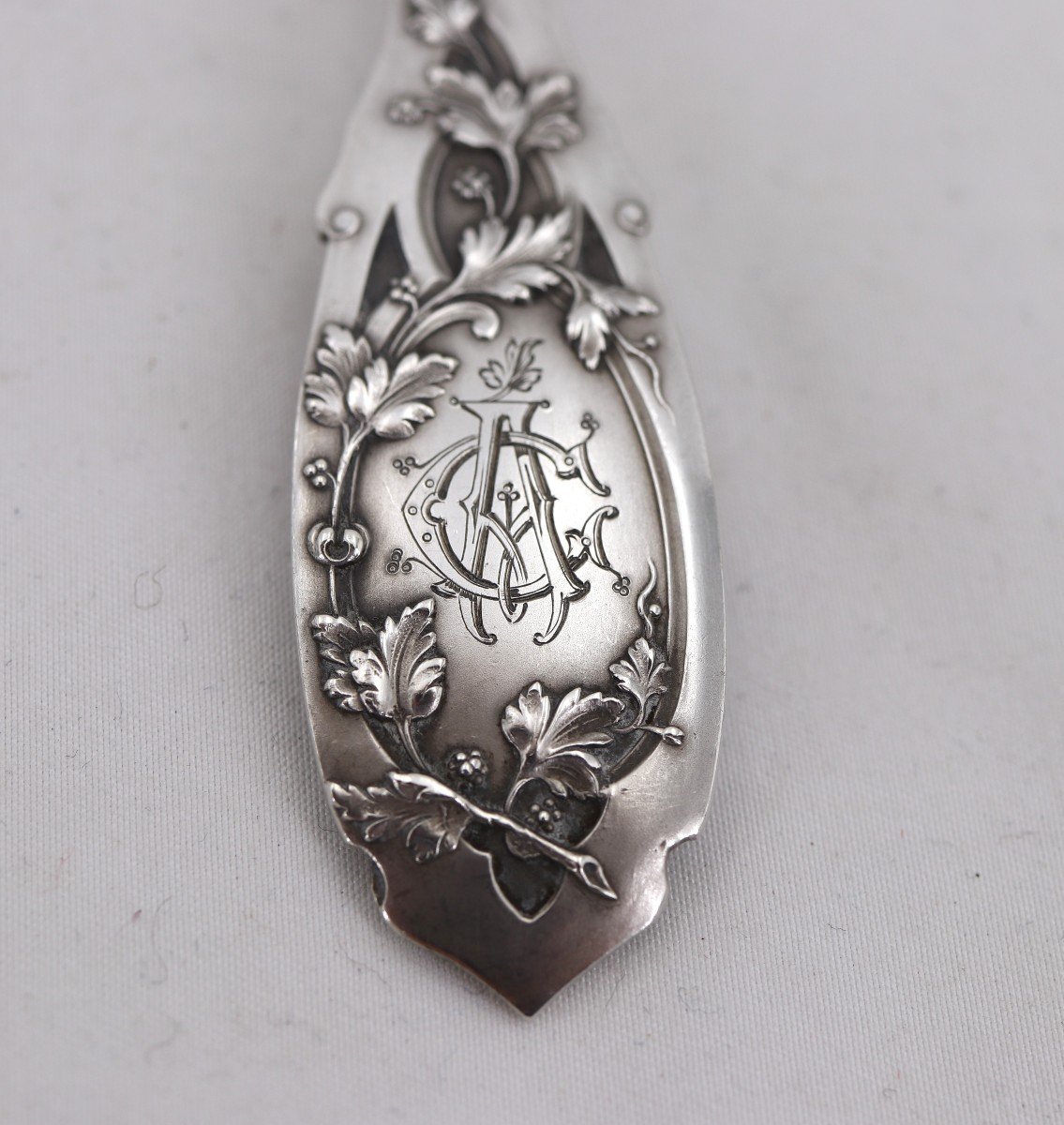 Puiforcat, Art Nouveau "foliage" Model, Strawberry Shovel, Solid Silver Minerva.-photo-4