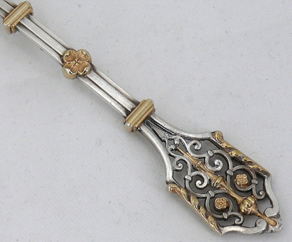 Henri Soufflot, Renaissance Style Sprinkling Spoon, Silver Vermeil, Openwork.-photo-2