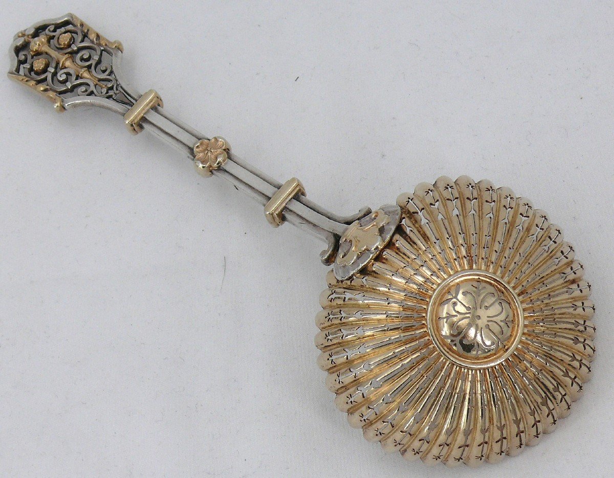 Henri Soufflot, Renaissance Style Sprinkling Spoon, Silver Vermeil, Openwork.-photo-1