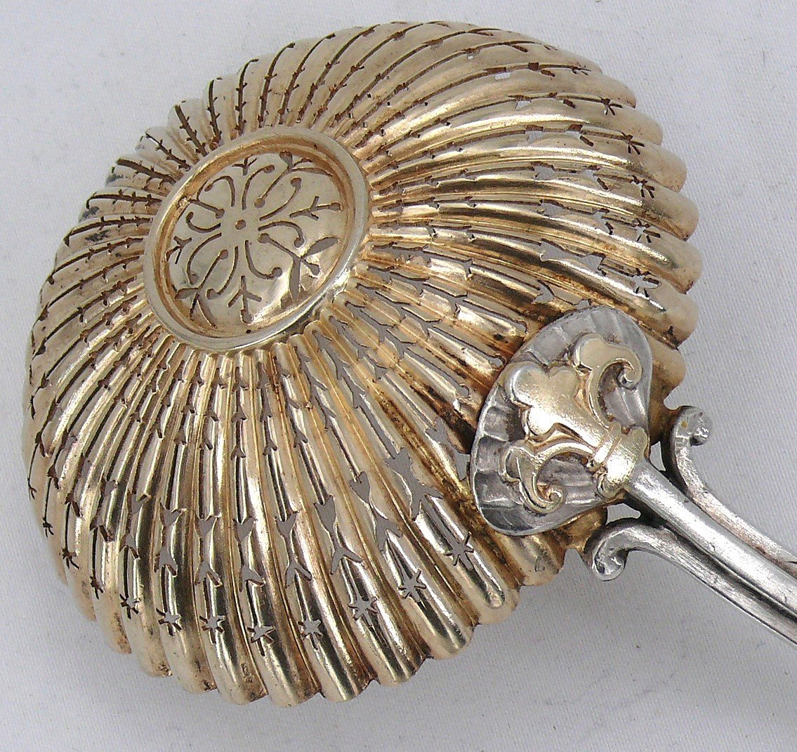 Henri Soufflot, Renaissance Style Sprinkling Spoon, Silver Vermeil, Openwork.-photo-2