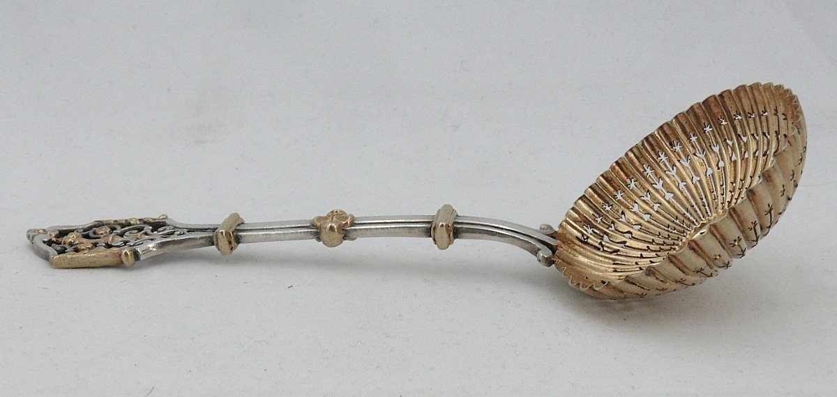 Henri Soufflot, Renaissance Style Sprinkling Spoon, Silver Vermeil, Openwork.-photo-4