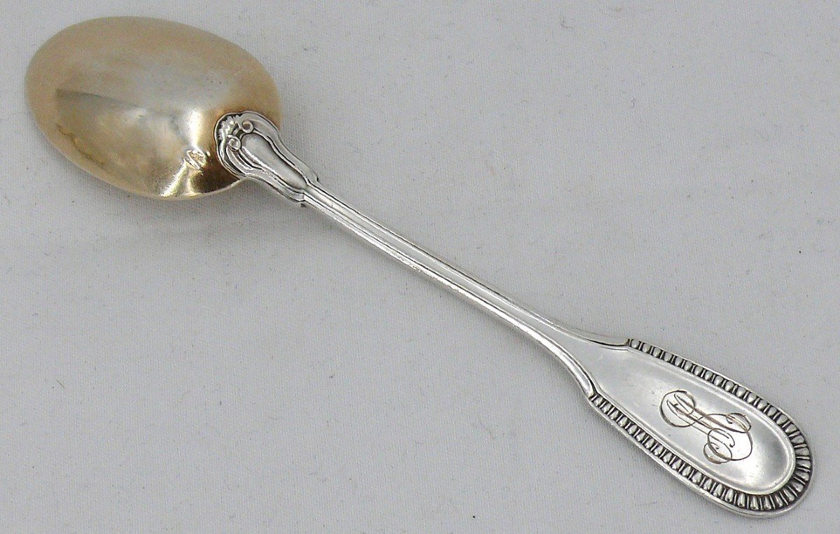 Hénin & Cie, 12 Mocha/coffee Spoons, Solid Silver Minerva And Vermeil, Gadroons.-photo-3