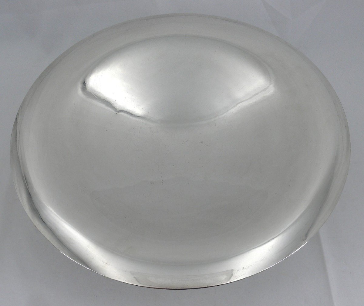 Alfenide, Christofle, Art Deco Fruit Bowl, Silver Metal, Design Luc Lanel.-photo-3