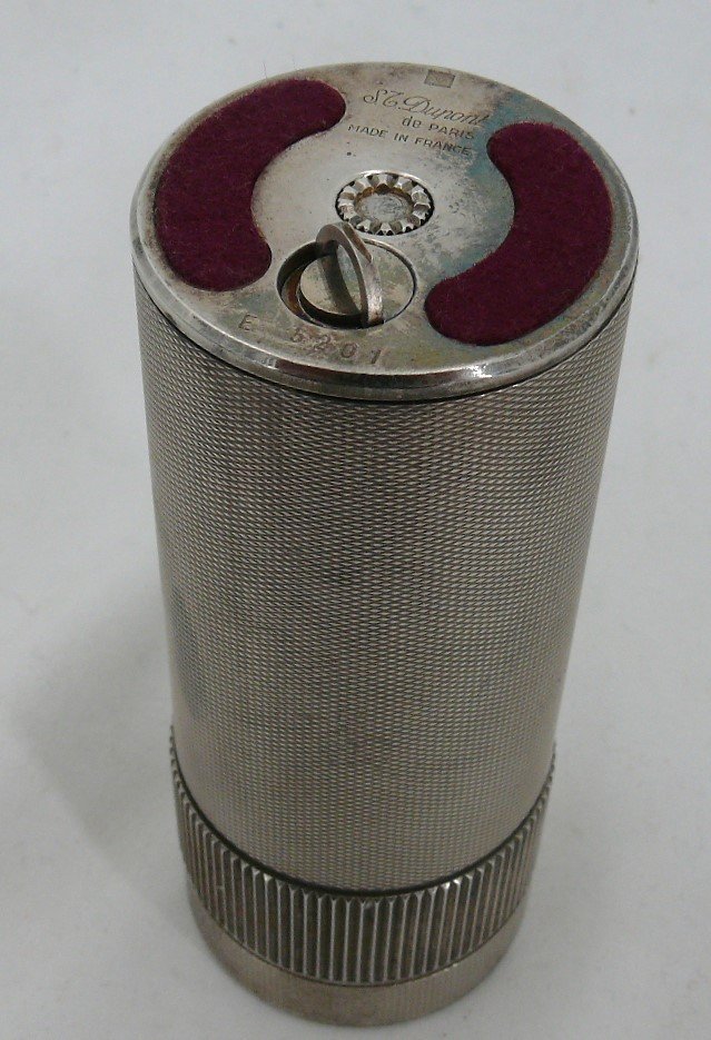 Beau Et Rare Briquet Dupond De Salon Cylindrique, Boite Et Certificat d'Origine.-photo-3