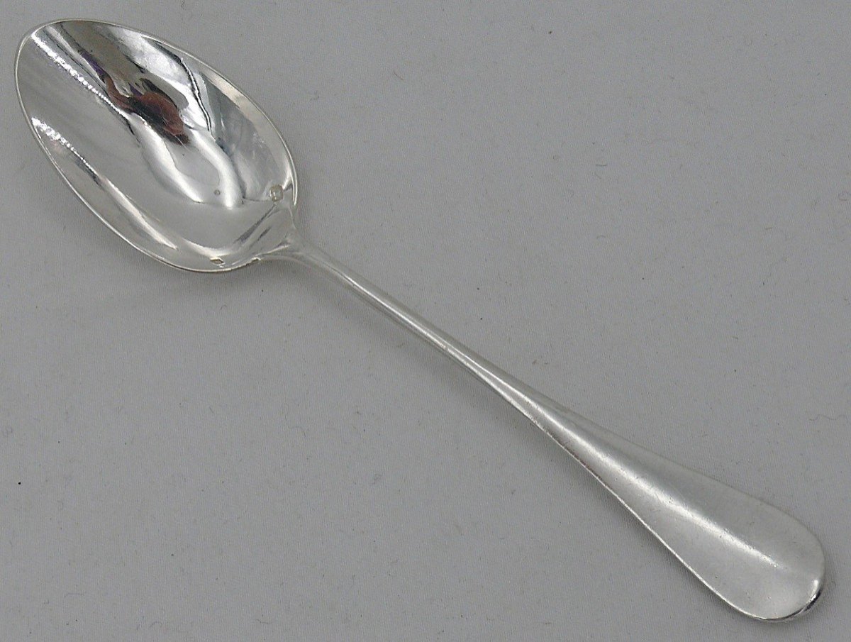 12 Dessert, Tea, Coffee Spoons, Solid Silver Minerve, Hénin, Relief Monogram.-photo-5