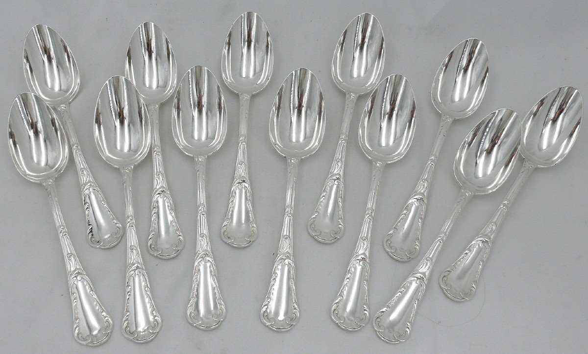 Christofle Chrysanthemum Model, 49-piece Silver-plated Metal Cutlery Set With "lo" Monogram.-photo-1