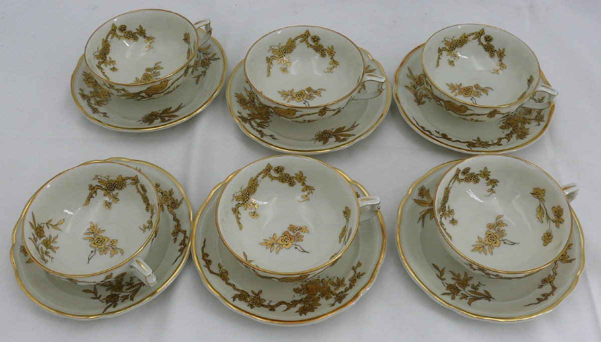 Bernardaud Porcelaine De Limoges, Service Reine Elisabeth, 6 Tasses à Thé, Excellent état.-photo-1