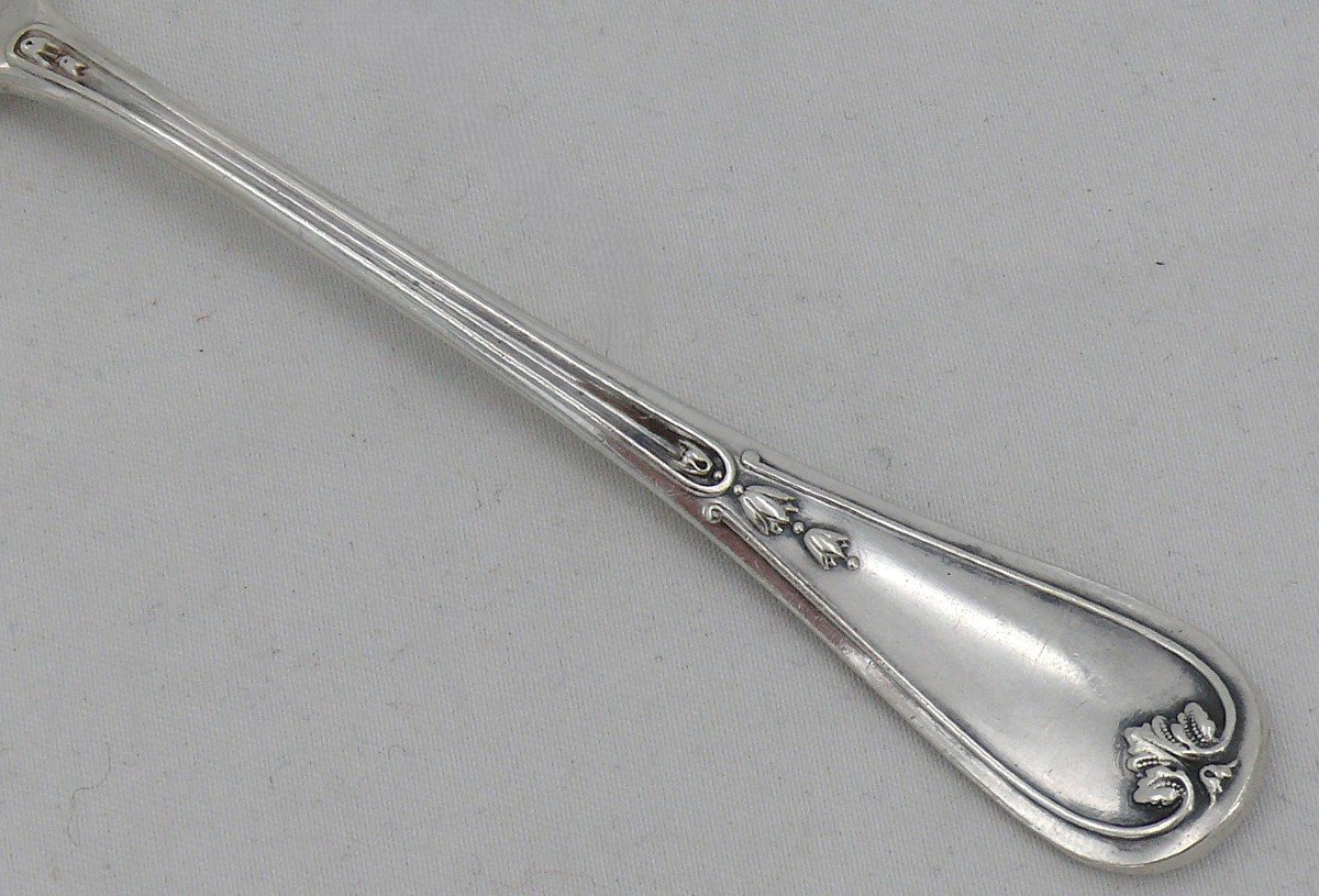 Puiforcat Louis XVI Garland 6 Coffee Spoons + 6 Cake Forks Silver Minerva Coat Of Arms-photo-4