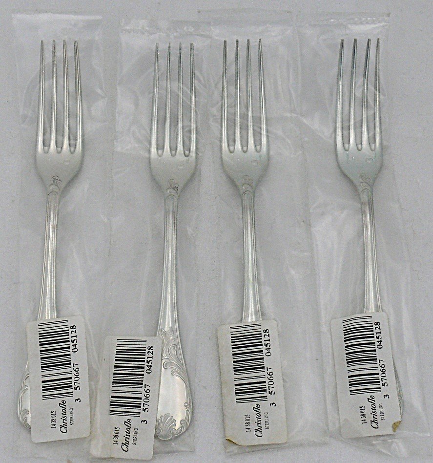 Christofle Solid Silver Marly, 4 Dessert Forks, New, Blisters, 17.2 Cm-photo-2