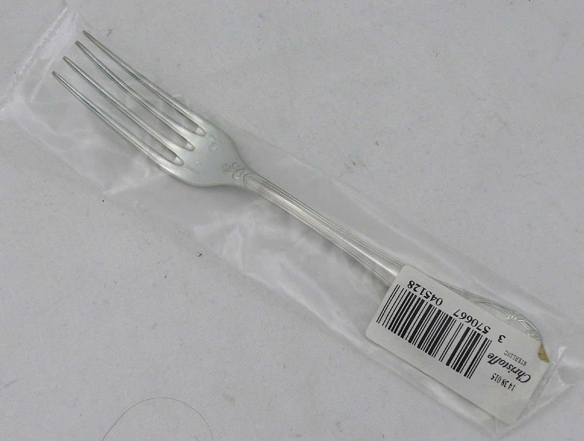 Christofle Solid Silver Marly, 4 Dessert Forks, New, Blisters, 17.2 Cm-photo-3