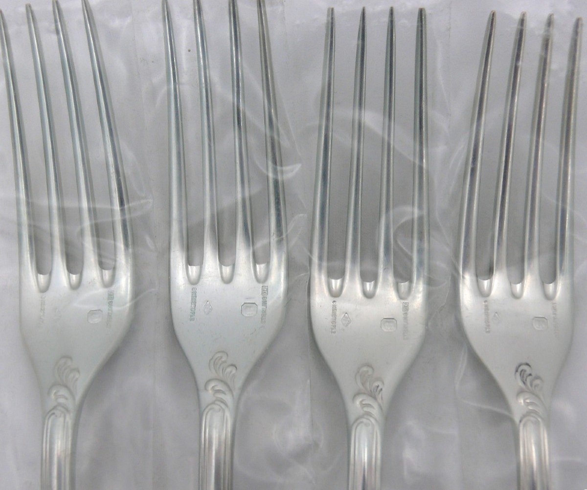 Christofle Solid Silver Marly, 4 Dessert Forks, New, Blisters, 17.2 Cm-photo-4