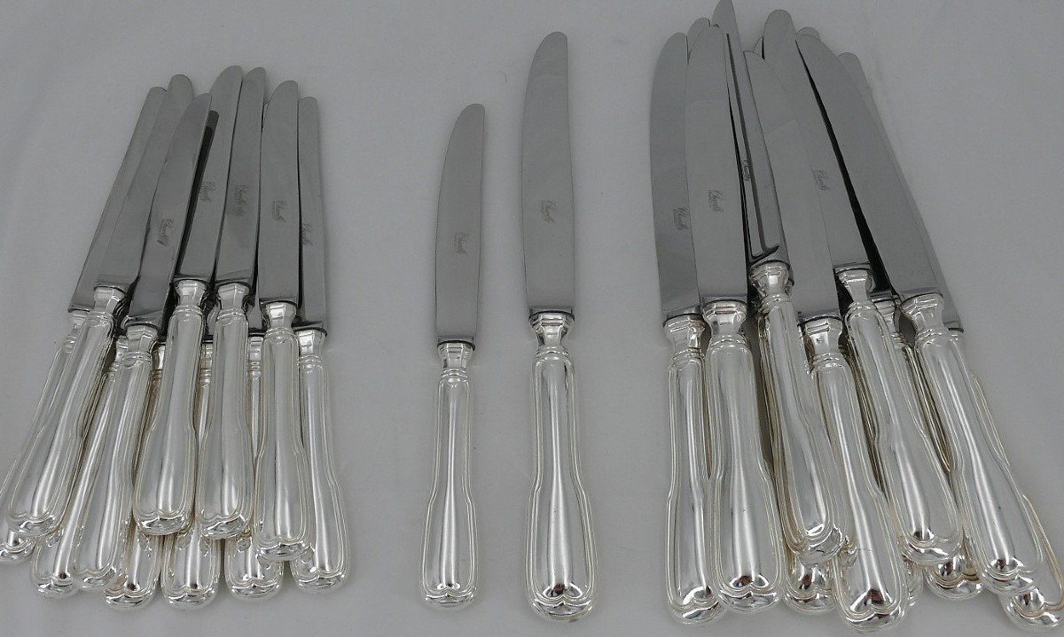 Chambly, 24 Au Filet Model Knives, 12 Table Knives + 12 Dessert/cheese/cheese Knives.-photo-2