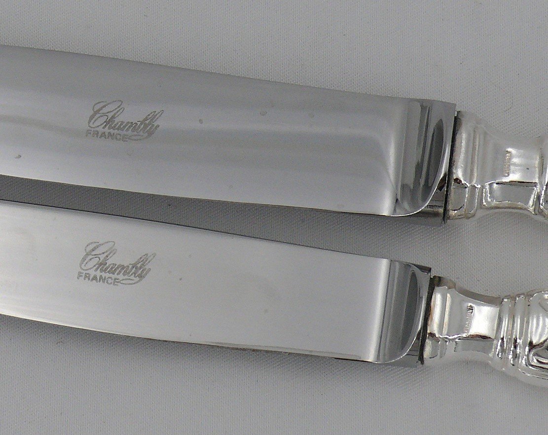 Chambly, 24 Au Filet Model Knives, 12 Table Knives + 12 Dessert/cheese/cheese Knives.-photo-4