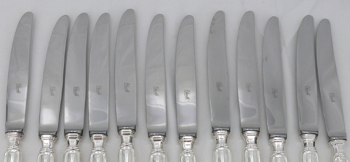 Chambly, 24 Au Filet Model Knives, 12 Table Knives + 12 Dessert/cheese/cheese Knives.-photo-2