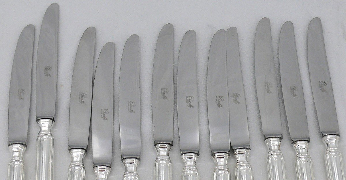 Chambly, 24 Au Filet Model Knives, 12 Table Knives + 12 Dessert/cheese/cheese Knives.-photo-6