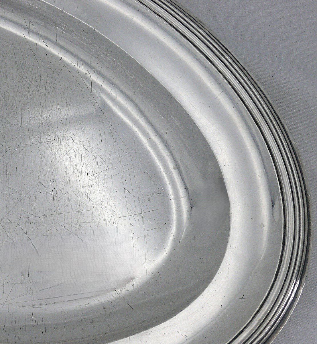 Plat Ovale Argent Massif 1er Coq, 43,5 X 28,5 Cm, 1,2 Kg, Très Bon état.-photo-3