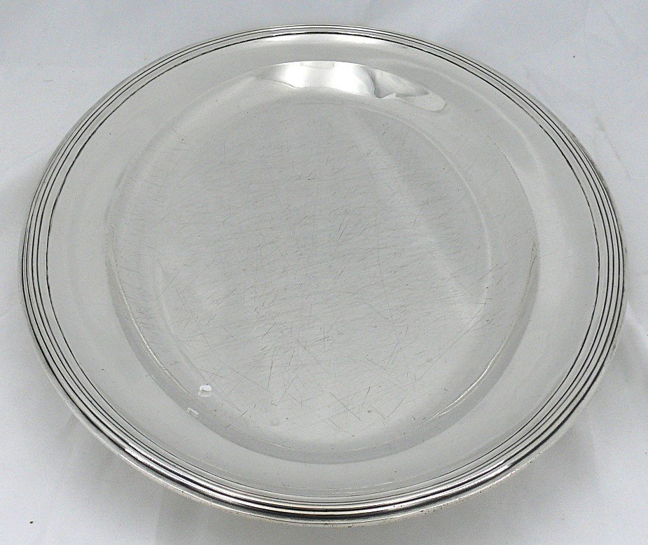 Plat Ovale Argent Massif 1er Coq, 43,5 X 28,5 Cm, 1,2 Kg, Très Bon état.-photo-1