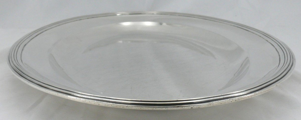 Plat Ovale Argent Massif 1er Coq, 43,5 X 28,5 Cm, 1,2 Kg, Très Bon état.-photo-2