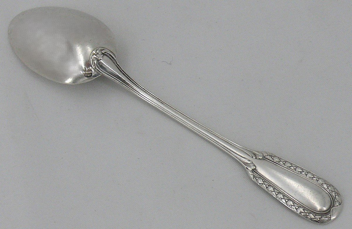 Puiforcat, 8 Coffee Spoons, Moka, Laurel Frieze Model, Solid Silver Minerva.-photo-1