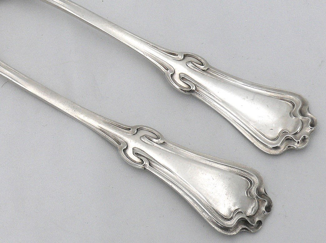 Louis Coignet, Beautiful Solid Silver Minerva Table Cutlery, Art Nouveau, 176 G.-photo-3