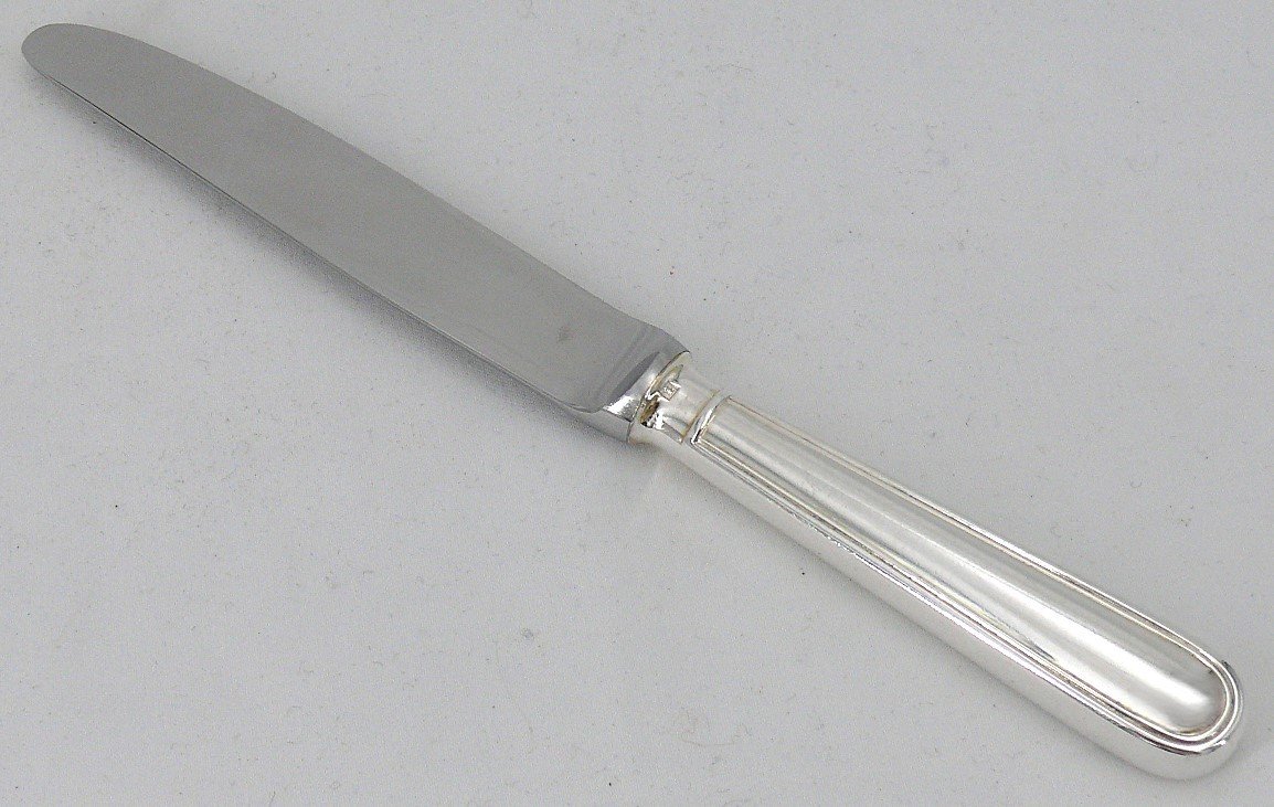 Christofle Albi Model, 12 Silver-plated Metal Dessert, Cheese And Entremet Knives.-photo-1