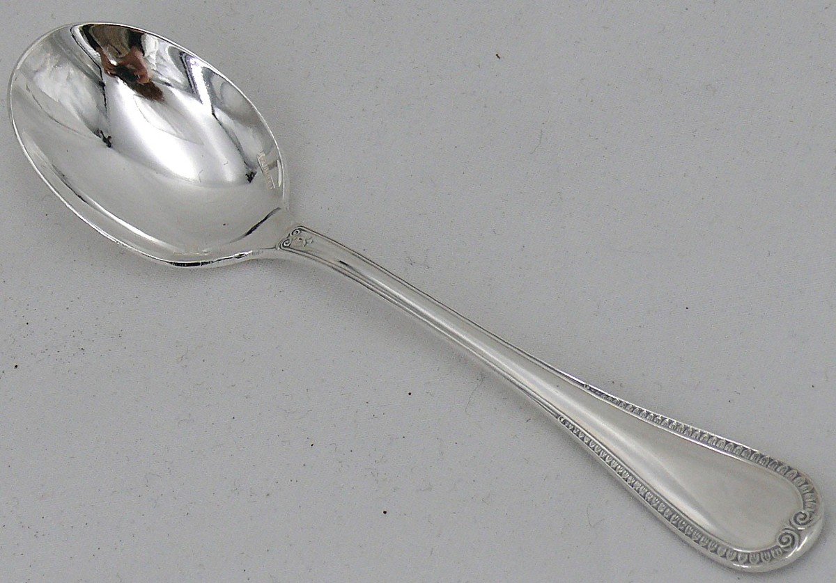 Christofle Malmaison Model, 12 Ice Cream Spoons/scoops, Silver Metal, Excellent Condition.-photo-3