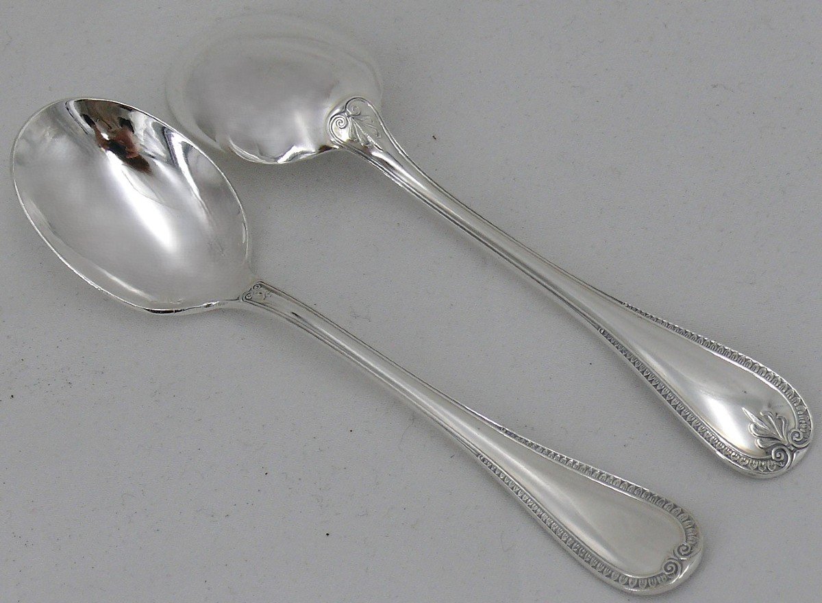 Christofle Malmaison Model, 12 Ice Cream Spoons/scoops, Silver Metal, Excellent Condition.-photo-3