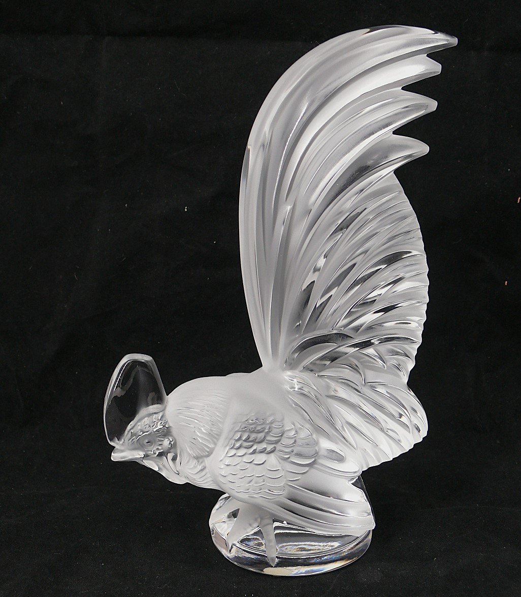 Lalique, Crystal Dwarf Rooster, Intact Piece, Signed.-photo-3