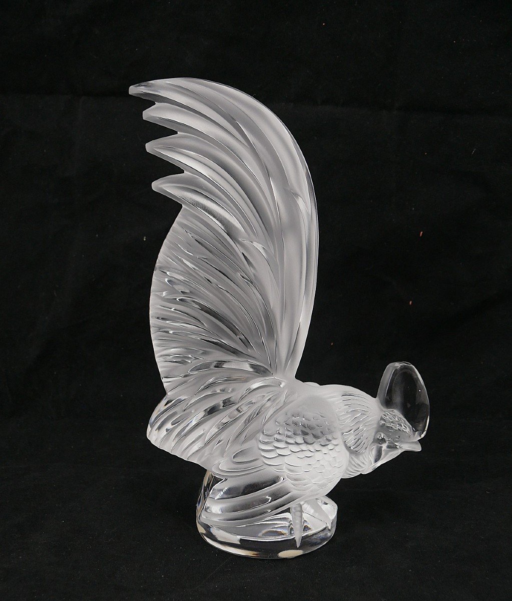 Lalique, Crystal Dwarf Rooster, Intact Piece, Signed.-photo-1