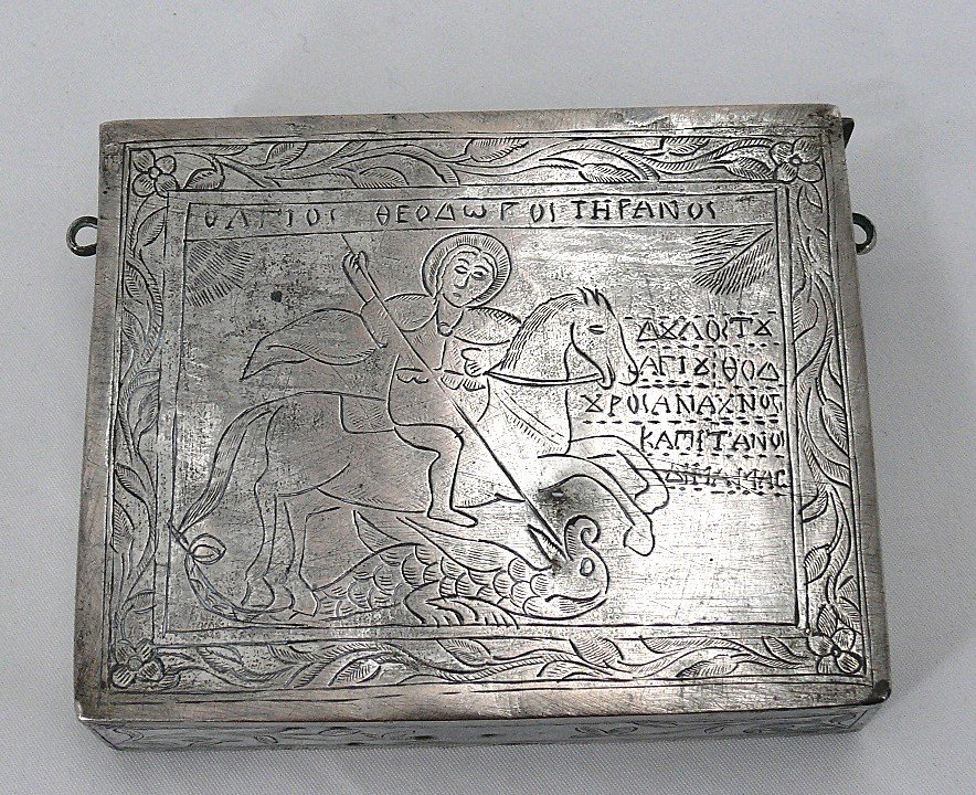 Solid Greek Silver Missal Box, Saint George And The Dragon, Late 19th/early 20th Century.-photo-4