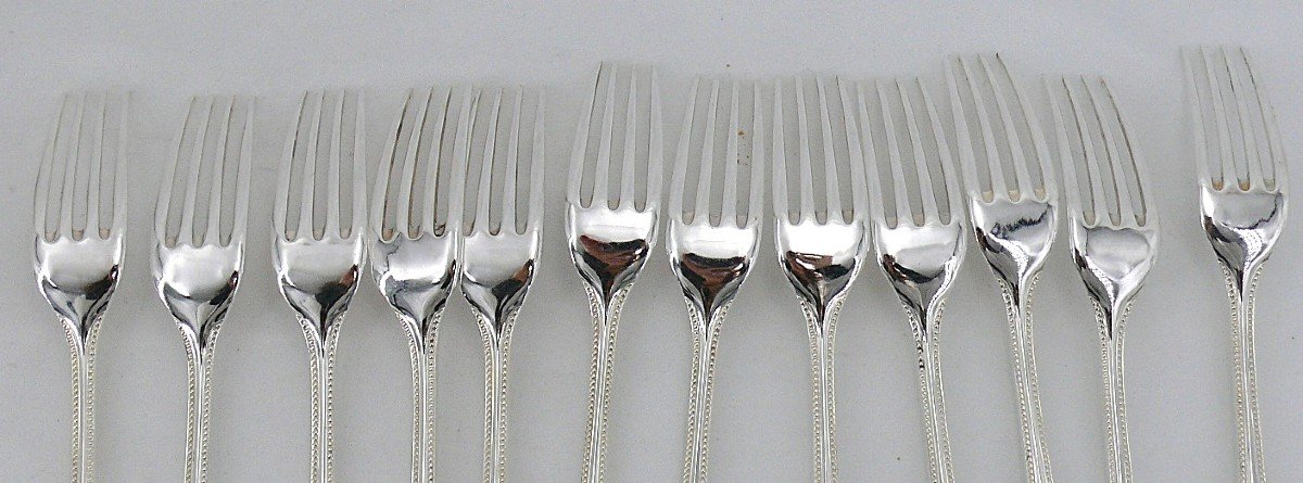 Christofle Perles Model 12 Dessert/entremet Cutlery, 24 Pieces Silver Metal 17 Cm.-photo-5