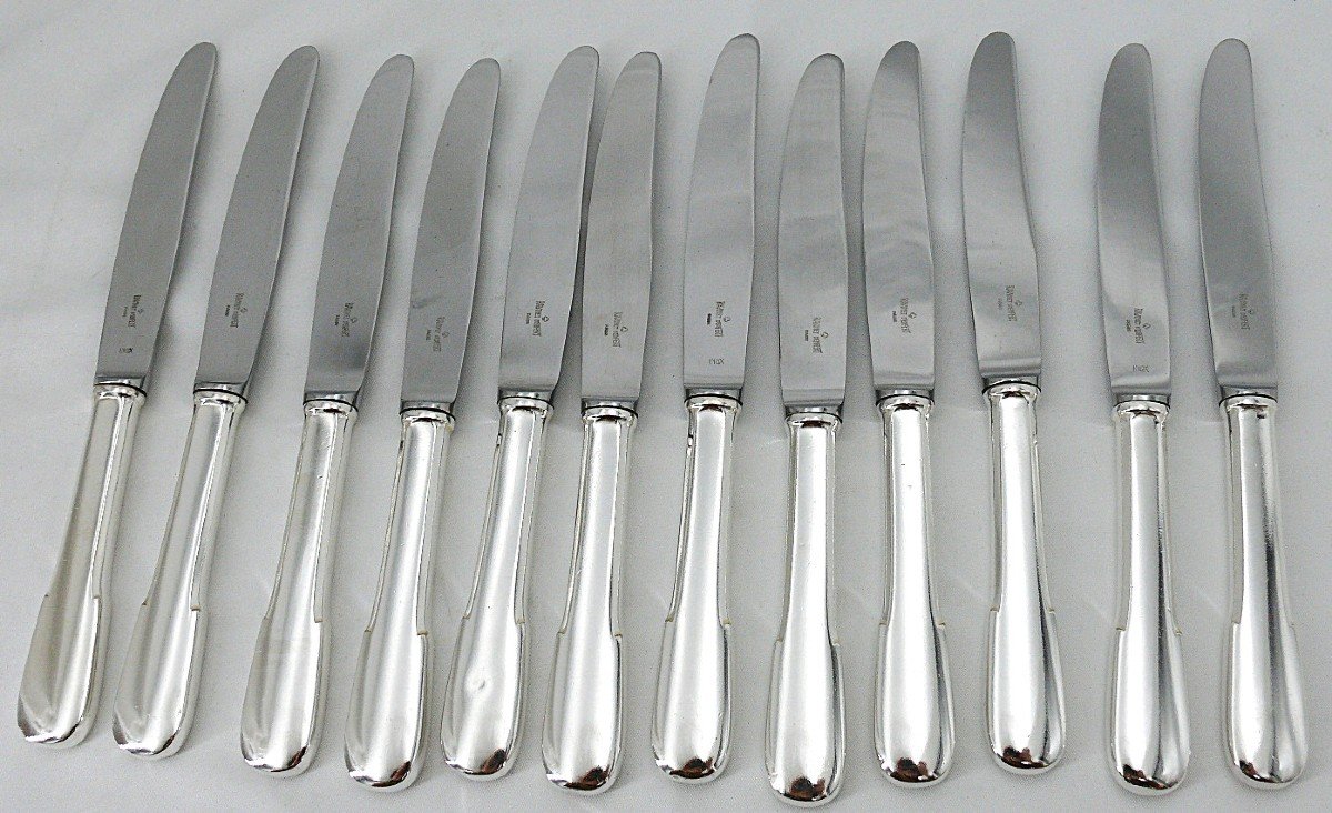 Ravinet d'Enfert Uniplat Model, 24 Knives, 12 Table Knives + 12 Dessert Knives, Cheese.-photo-2