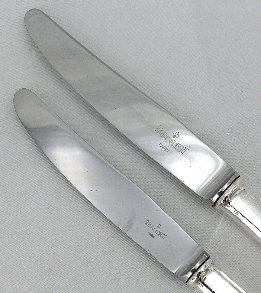 Ravinet d'Enfert Uniplat Model, 24 Knives, 12 Table Knives + 12 Dessert Knives, Cheese.-photo-1