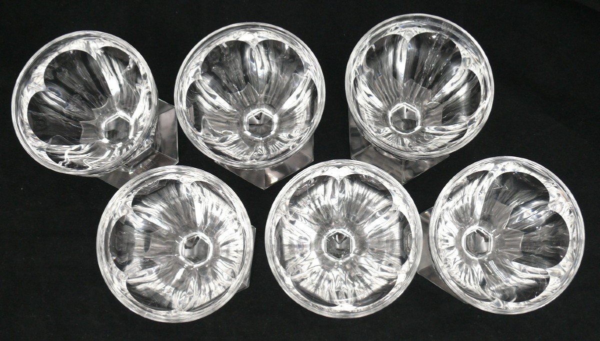 Baccarat Model Bourbon, 6 Water Glasses, Crystal, Signed, 11.6 Cm, Excellent Condition.-photo-2