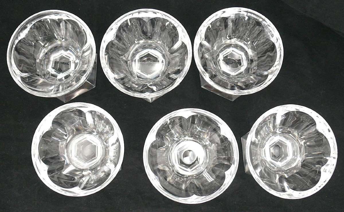 Baccarat Modèle Bourbon, 6 Coupes à Champagne Cristal, Signées, Excellent état.-photo-1