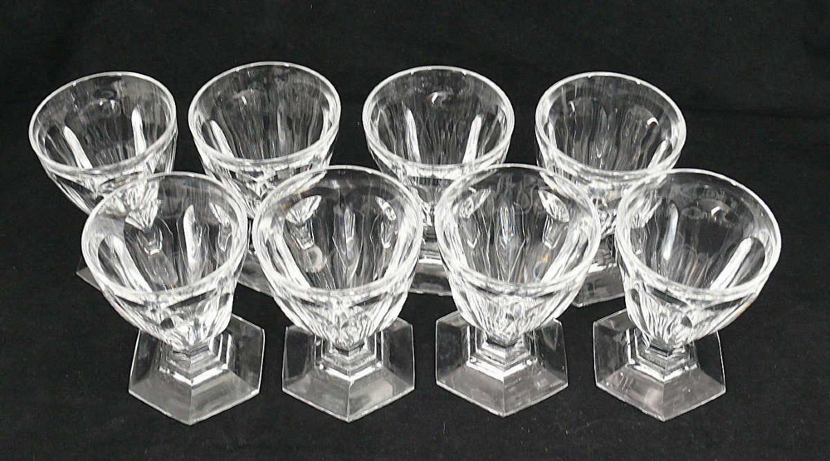 Baccarat Modèle Bourbon, 8 Verres à Vin, Cristal, Signés, 9,2 Cm, Excellent état.-photo-2