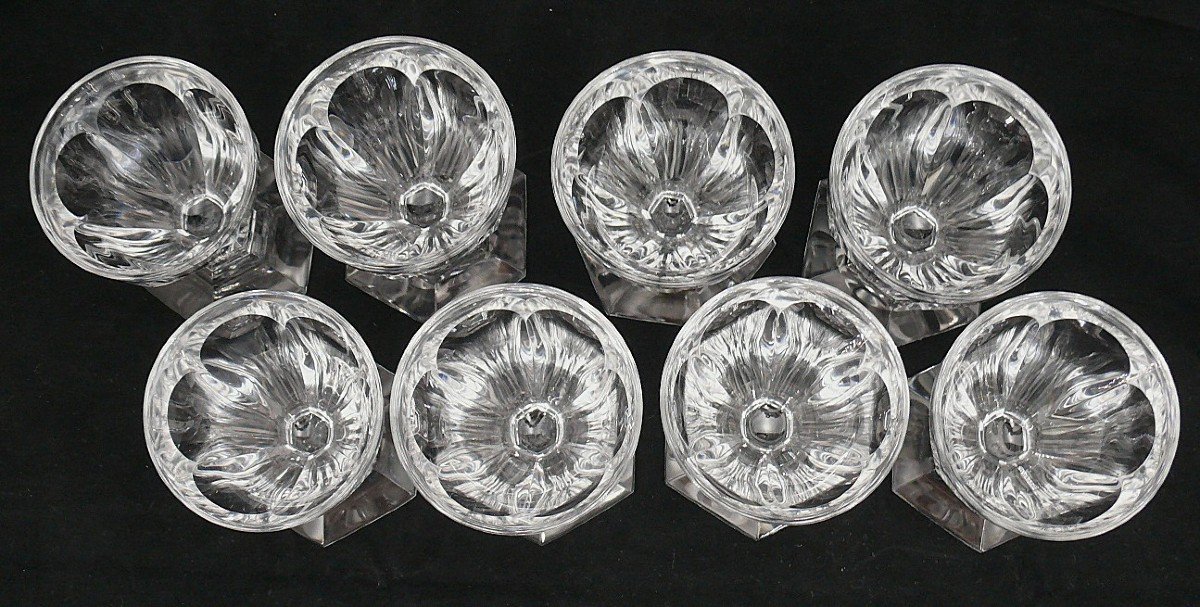 Baccarat Modèle Bourbon, 8 Verres à Vin, Cristal, Signés, 9,2 Cm, Excellent état.-photo-1