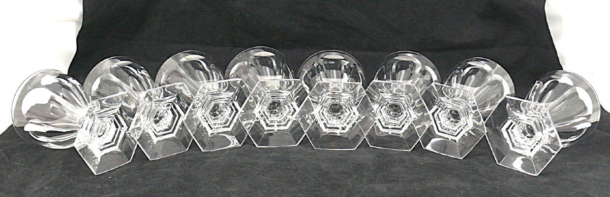 Baccarat Modèle Bourbon, 8 Verres à Vin, Cristal, Signés, 9,2 Cm, Excellent état.-photo-5