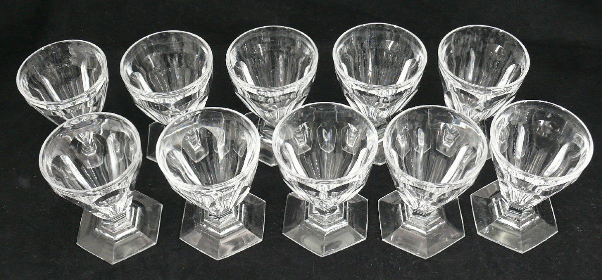 Baccarat Bourbon, 10 Port Glasses, Crystal, Signed, 8 Cm, Excellent Condition.-photo-2