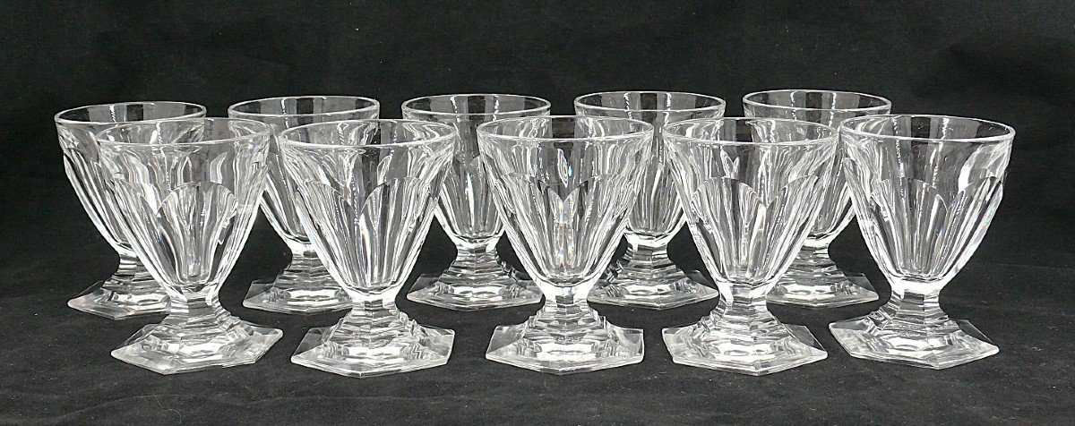 Baccarat Bourbon, 10 Port Glasses, Crystal, Signed, 8 Cm, Excellent Condition.