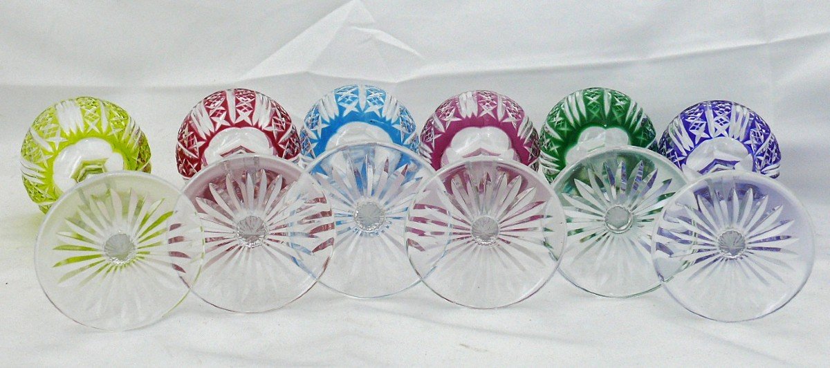 Saint Louis Modèle Risling, 6 Verres à Porto, Cristal, 15,3 Cm, Couleur Signés, Roemer.-photo-4