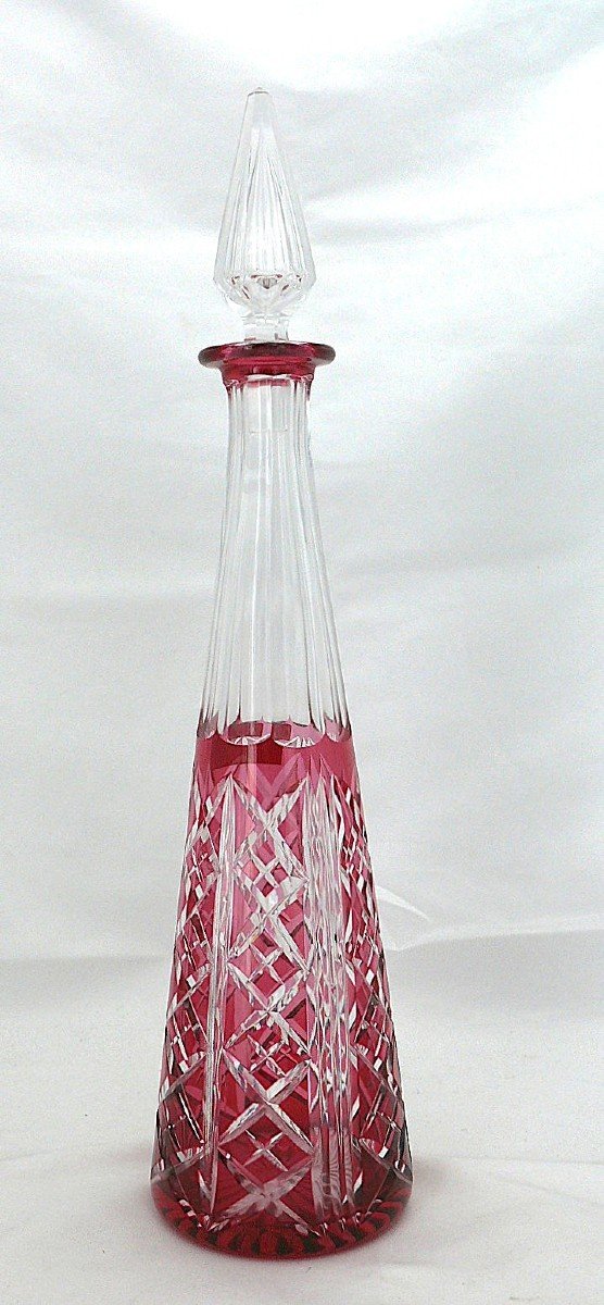 Saint Louis Modèle Risling, Carafe En Cristal Doublé, Signée, 41,5 Cm, Excellent état.-photo-4