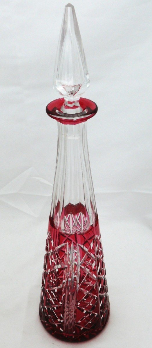 Saint Louis Modèle Risling, Carafe En Cristal Doublé, Signée, 41,5 Cm, Excellent état.-photo-6