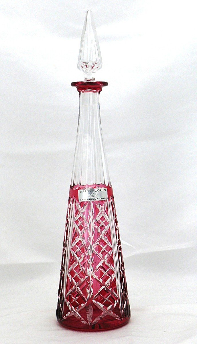 Saint Louis Modèle Risling, Carafe En Cristal Doublé, Signée, 41,5 Cm, Excellent état.