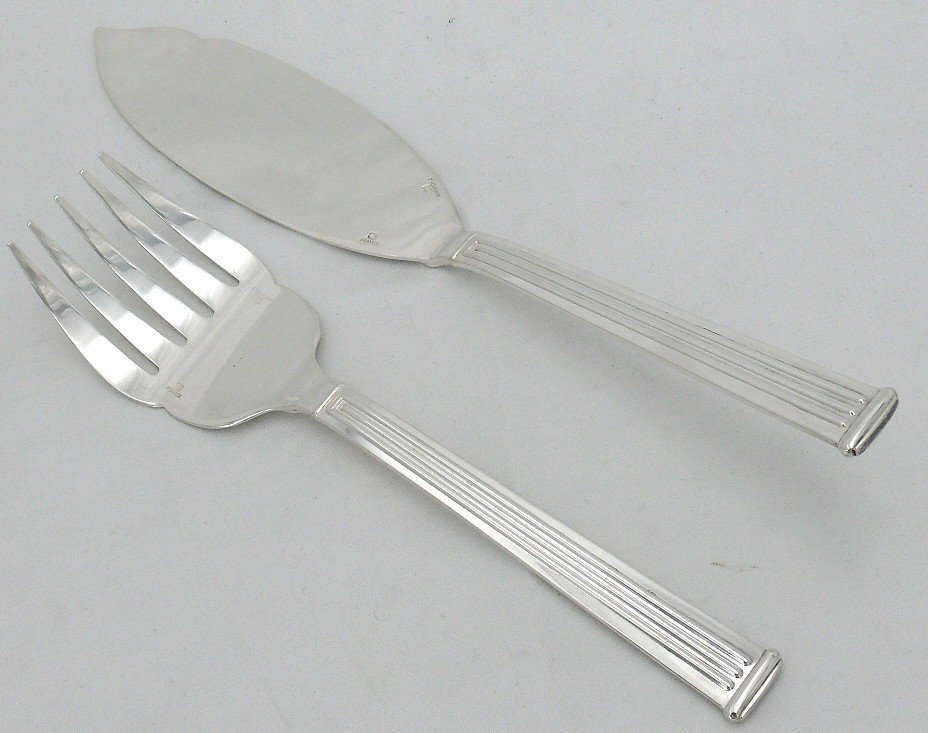 Christofle Triade Model, Fish Serving Cutlery, 2 Pieces, Knife + Fork.