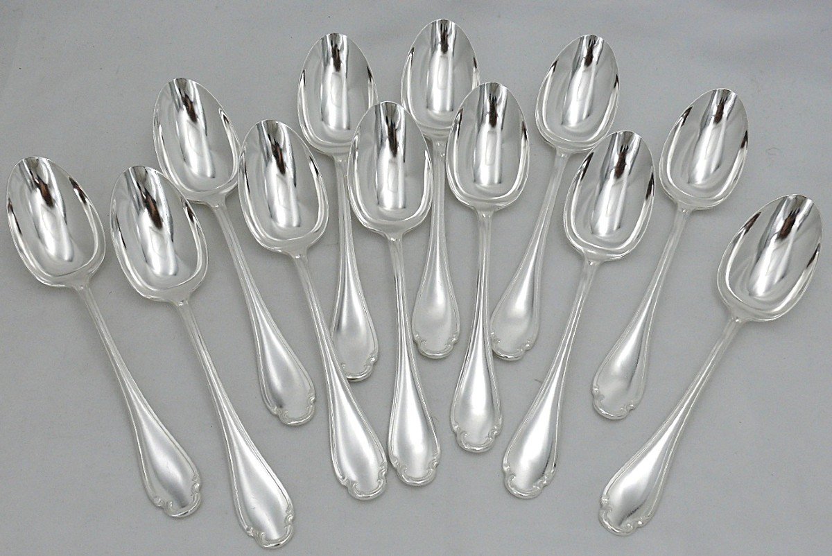 Alfenide/christofle Pompadour Model, 100 Piece Silver Plated Metal Cutlery Set.-photo-1