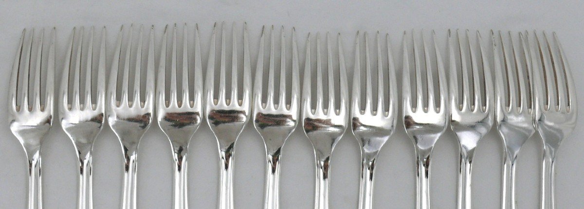 Alfenide/christofle Paris Model, 38 Piece Cutlery Set, Art Deco, Silver Plated Metal.-photo-7